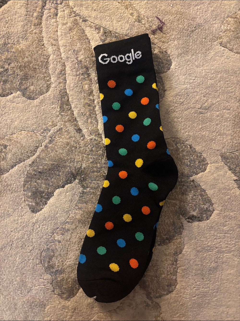 google Black Crew Socks with Multicolor Polka Dots
